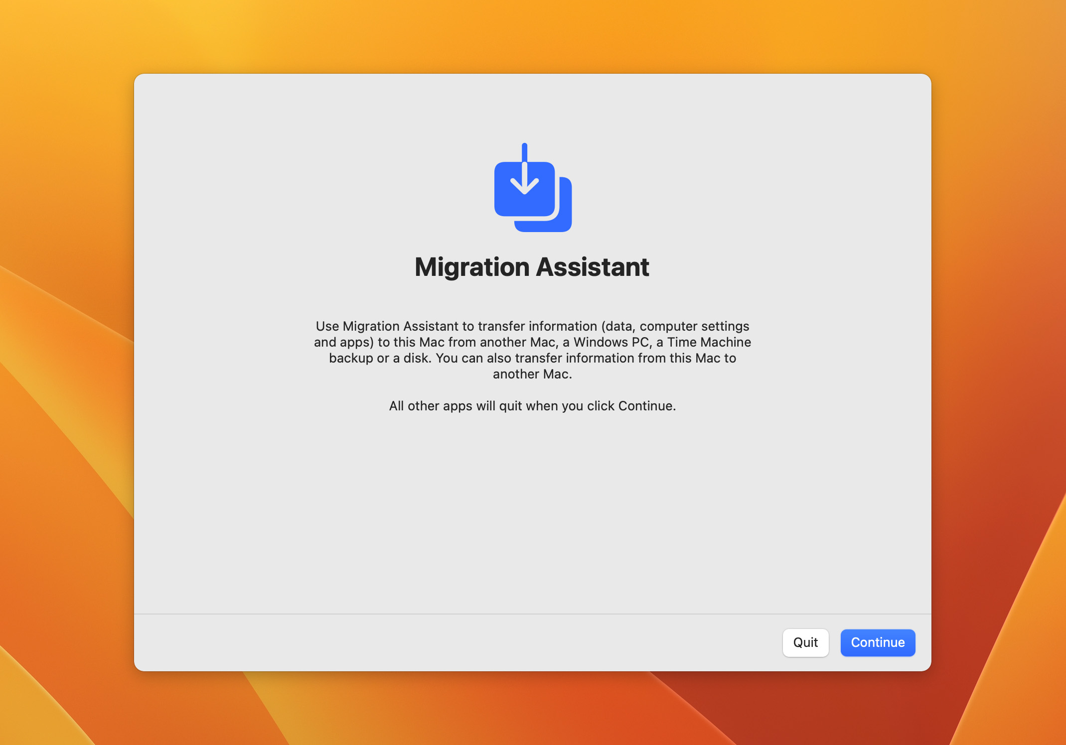 Launch the Migration Assistant