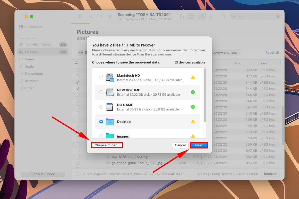 select a location on a drive or partition