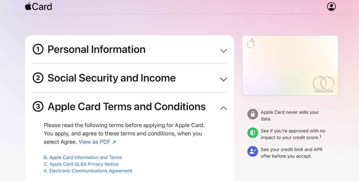 Apple Card application online