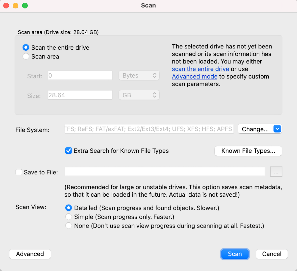 scan entire drive r-studio