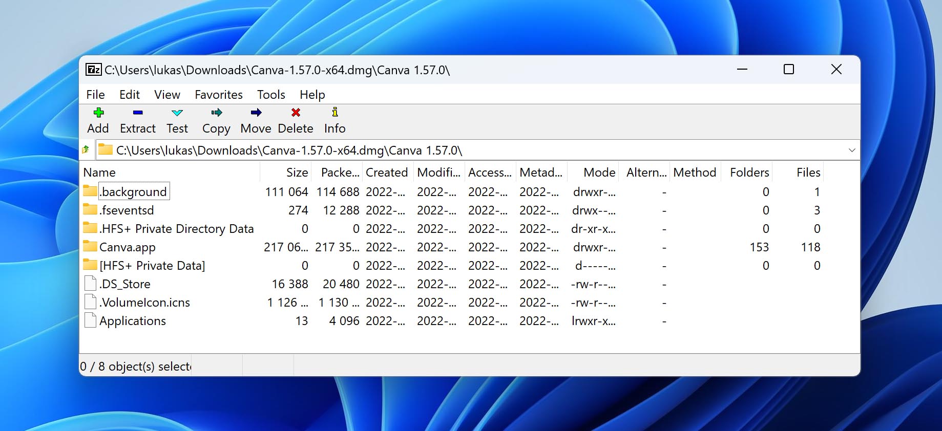 7-zip program with dmg file