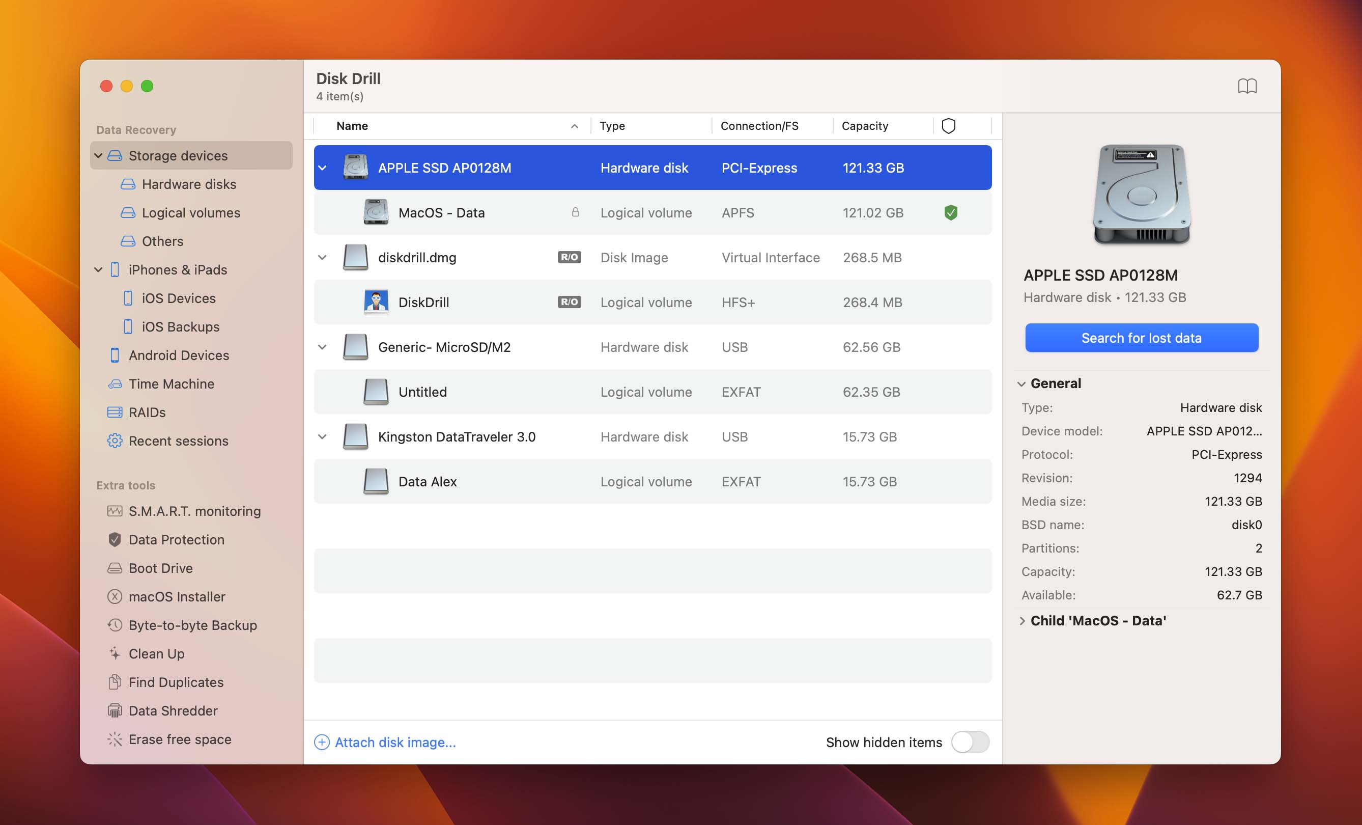 start scanning for recoverable files