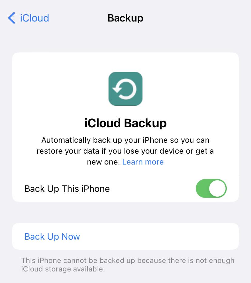 back up using icloud backup