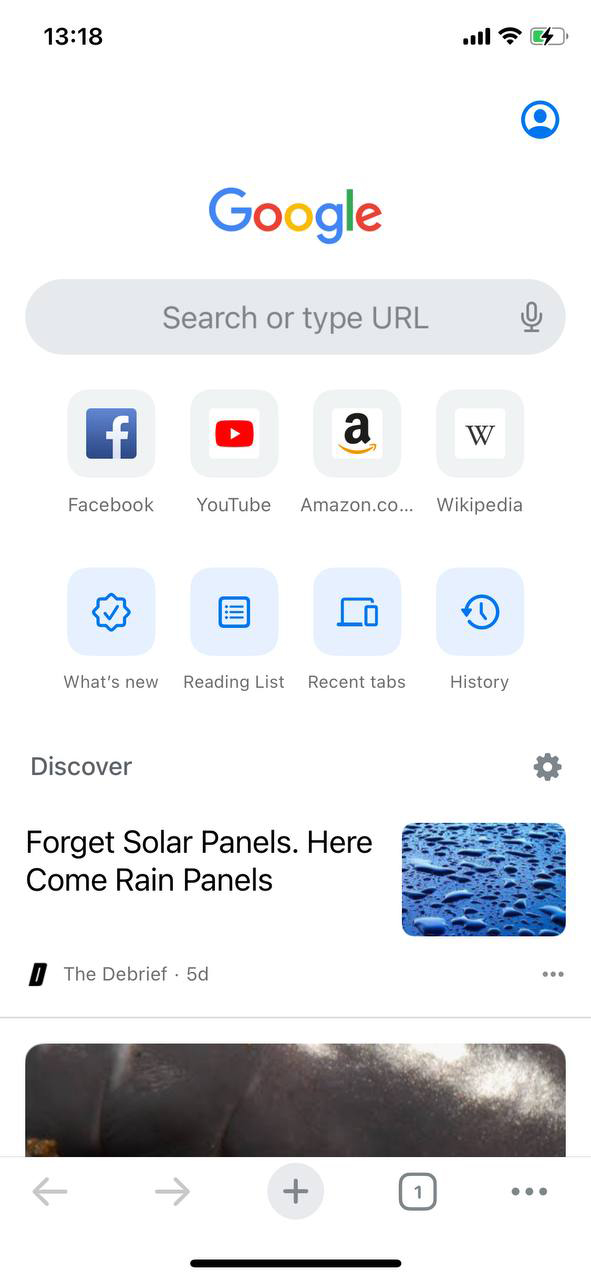 chrome home screen