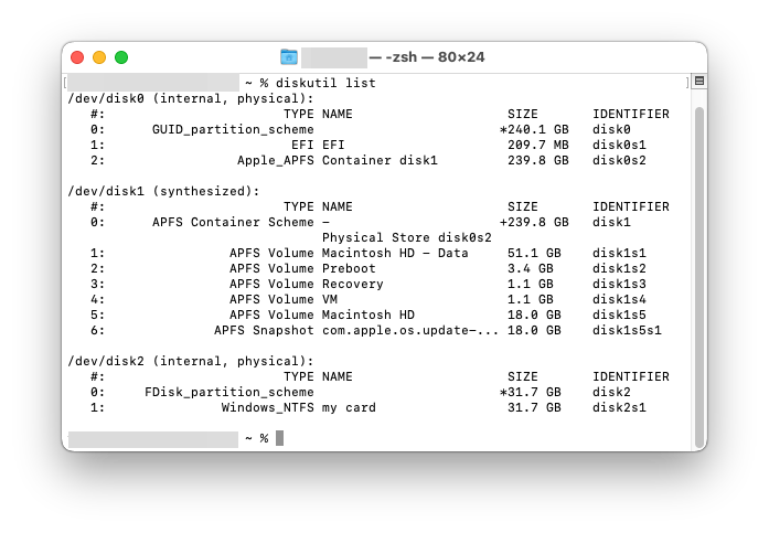 find your SD card ID in terminal