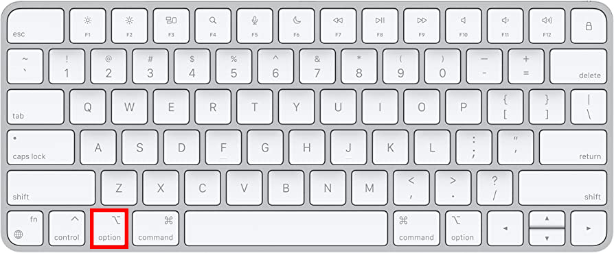 press and hold the option key