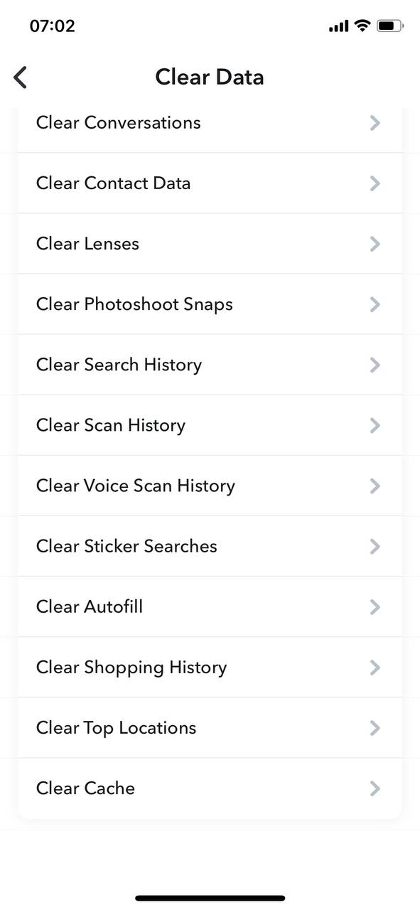 clear snapchat data