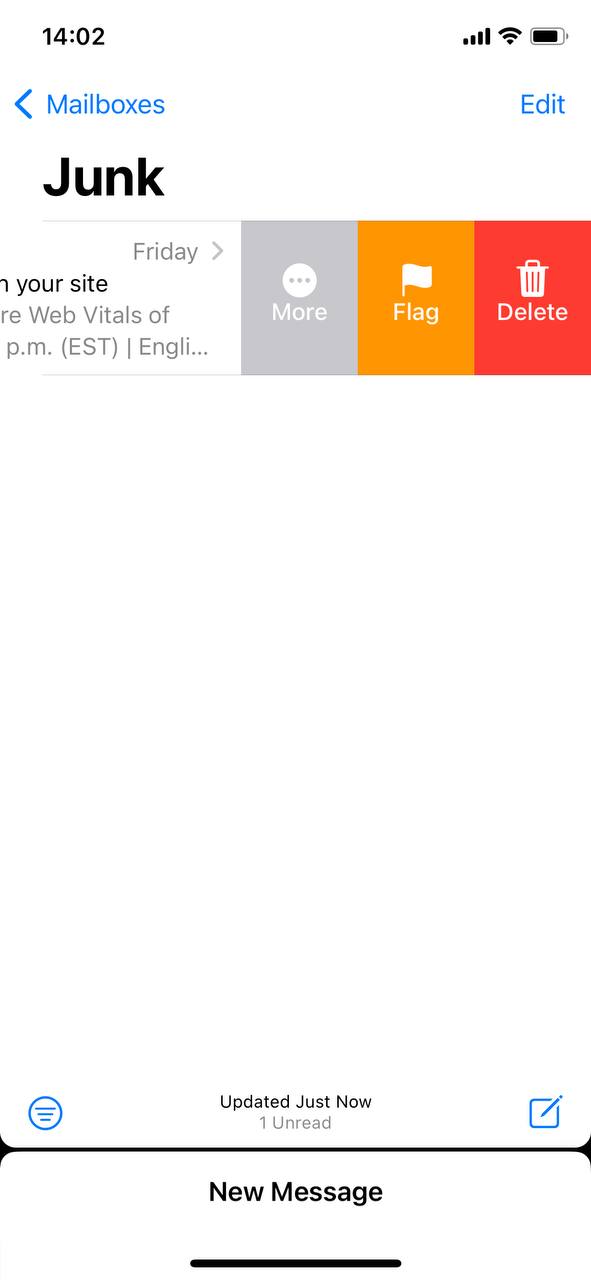 swipe to delete junk mail on iPhone