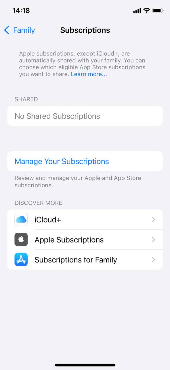 Family subscriptions on iOs