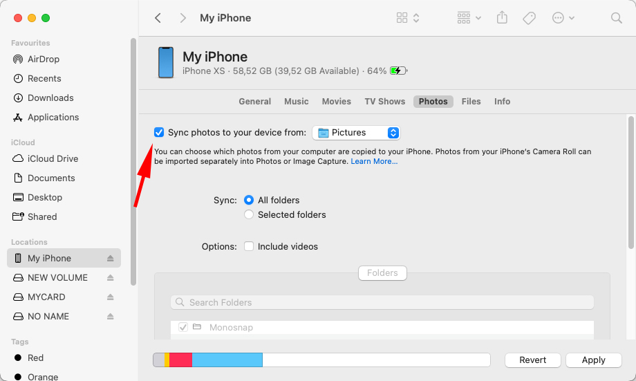 disable sync photos option