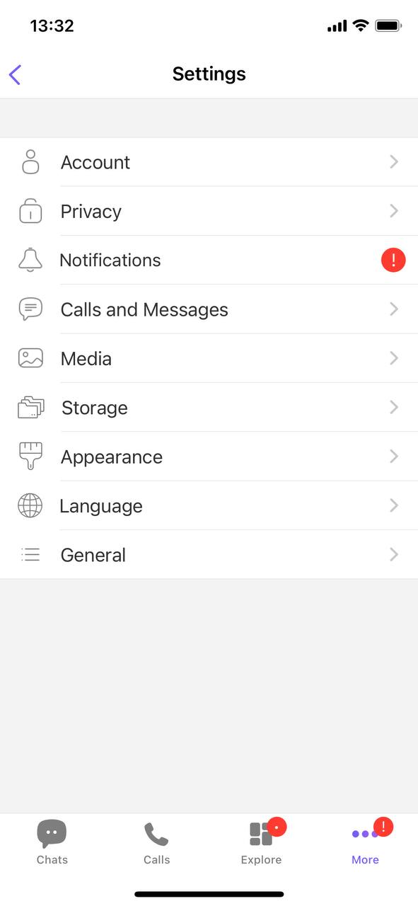 viber settings on ios