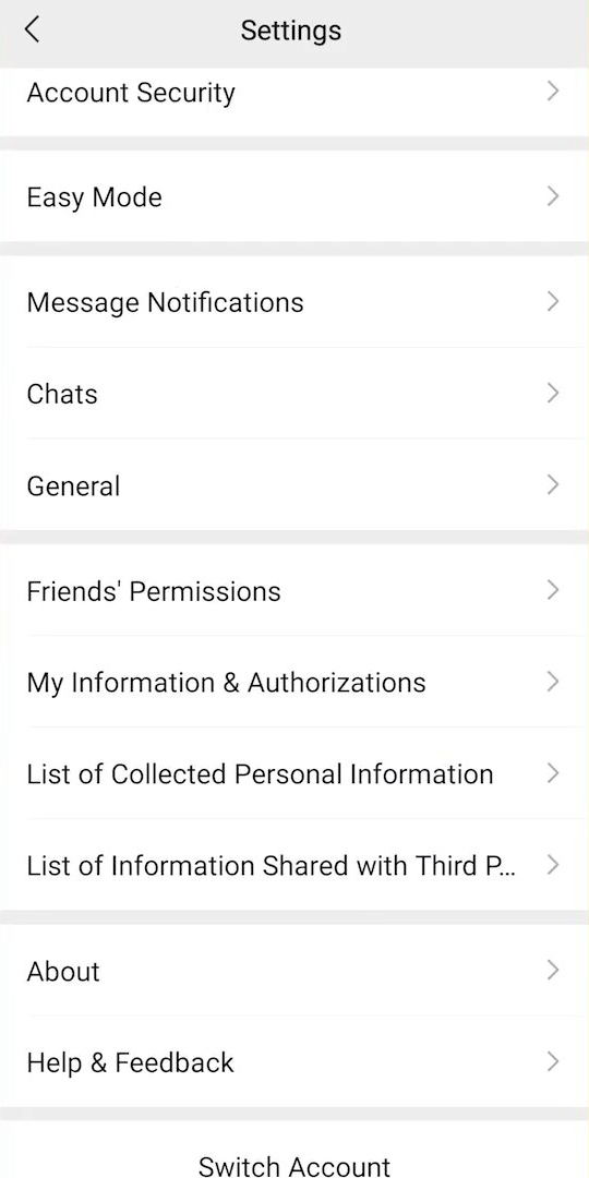 wechat settings