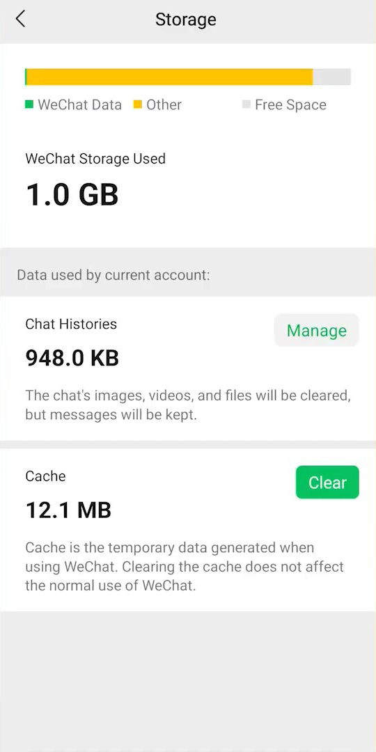 wechat storage settings