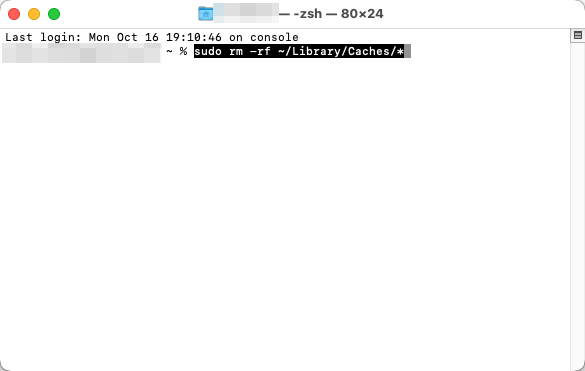 clear cahces folder in terminal