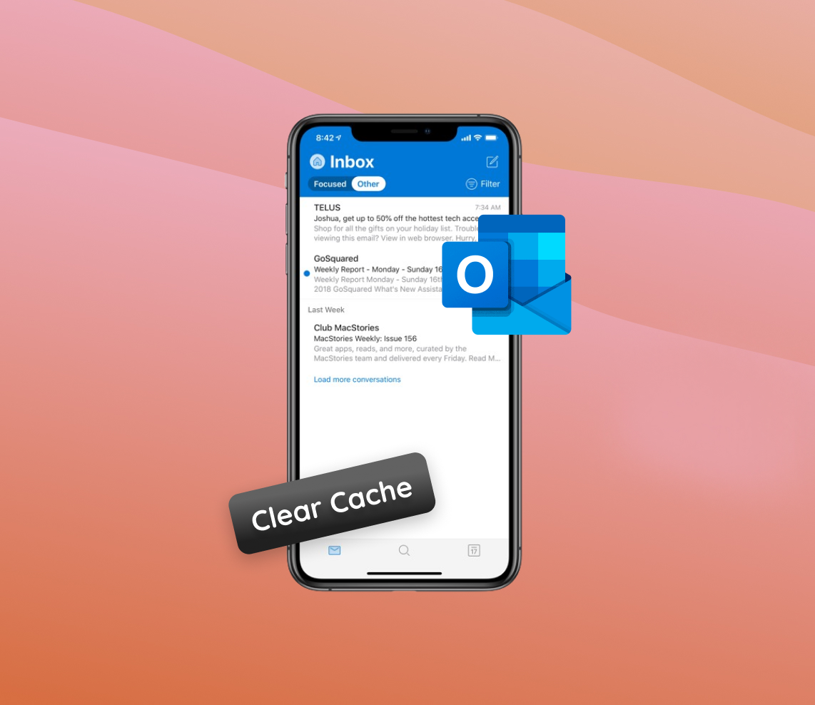 clear outlook cache iphone