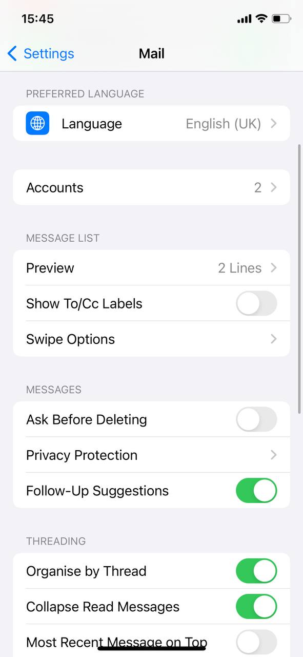 mail settings ios