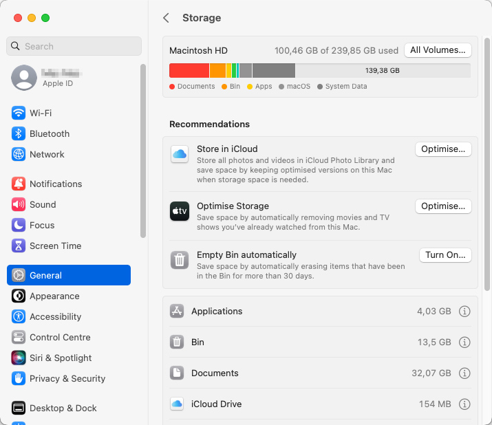 Check Disk Space on Mac