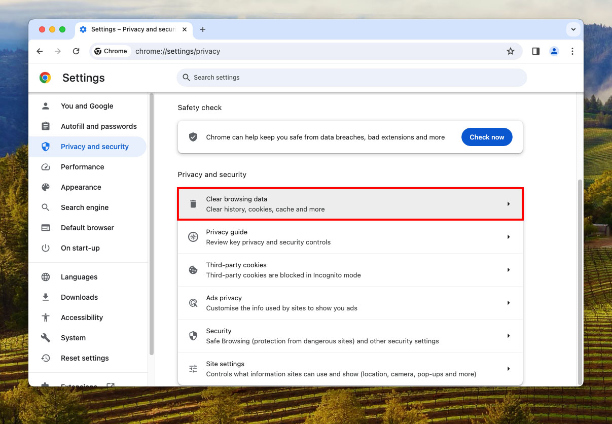 navigate chrome settings