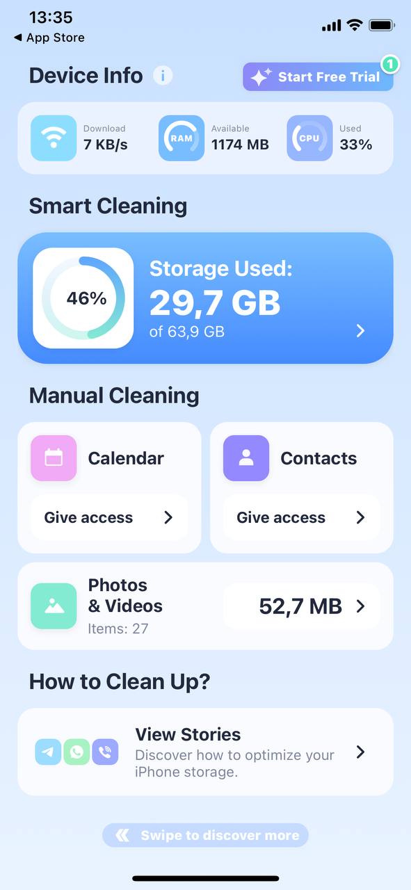 cleaner kit home screen