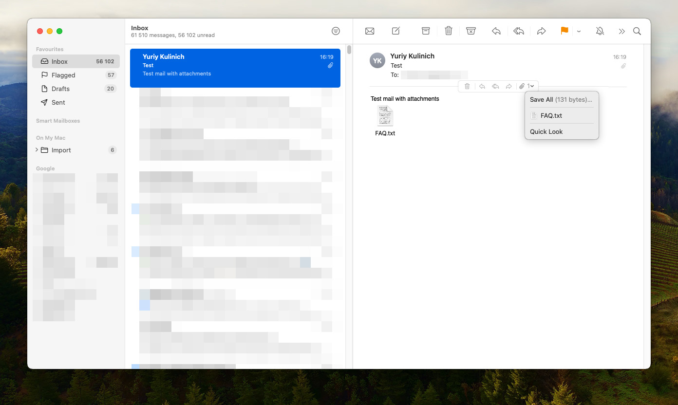 mail with attachment