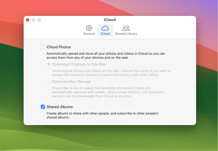 deselect iCloud Photos