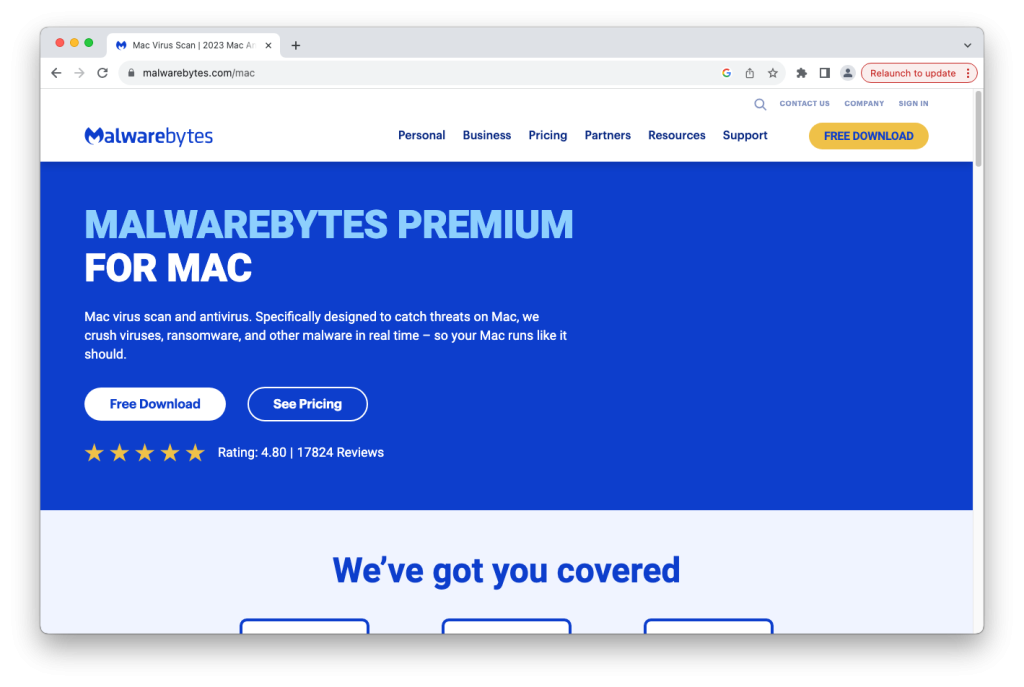 Malwarebytes Web Page