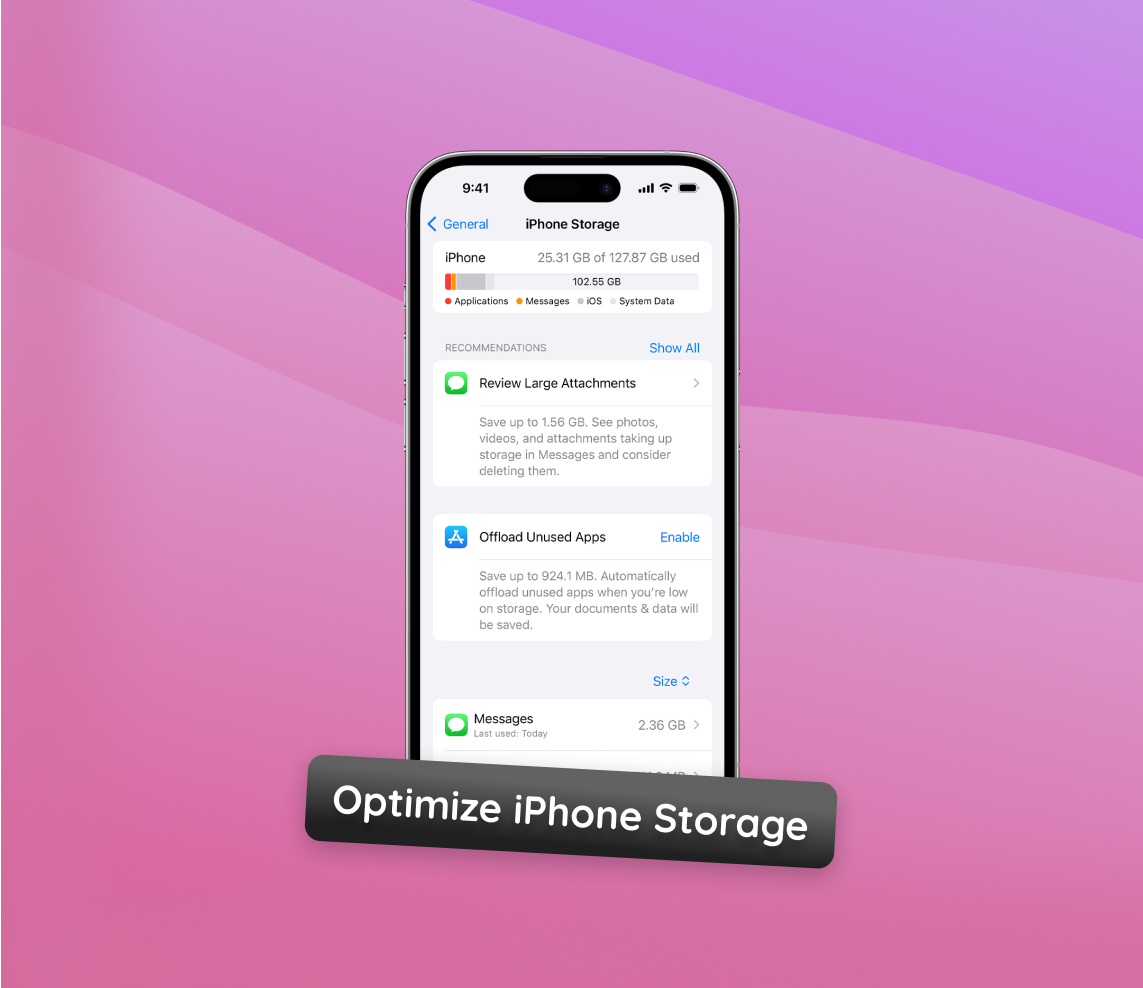 Optimize iPhone Storage